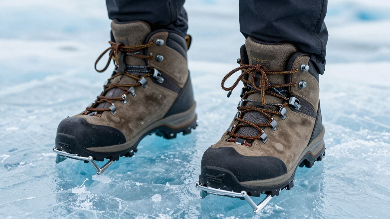 Hiking gear on ice