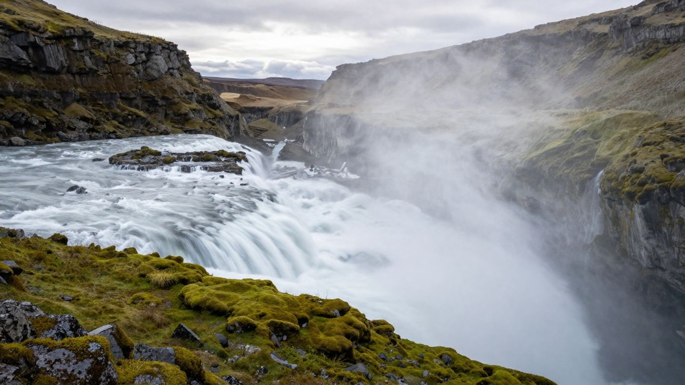 Gullfoss waterfall on a clear day